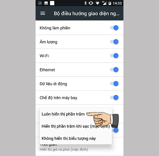 Chọn luôn hiển thị